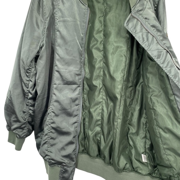 Cotton Candy LA Olive Green Satin Bomber Jacket - Picture 9 of 10